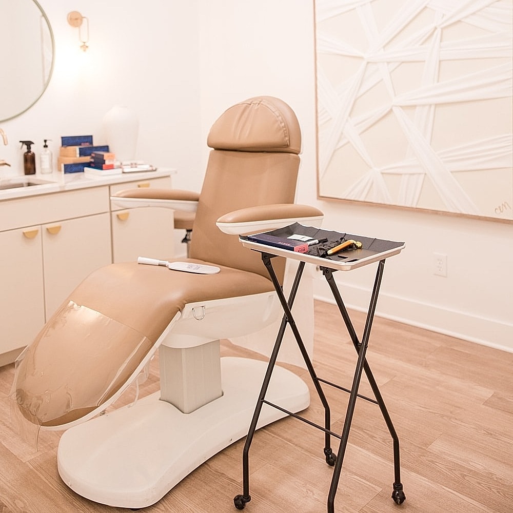 Cosmetic treatment chair in a modern salon.