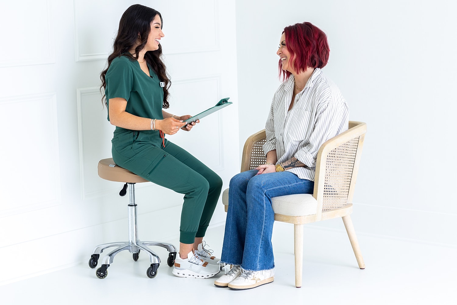 Healthcare professional consulting with a patient.