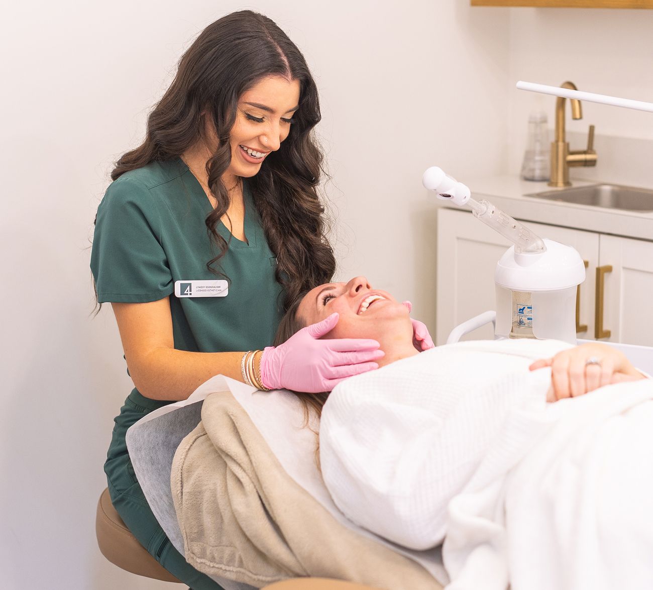 Skincare treatment session at a beauty clinic.