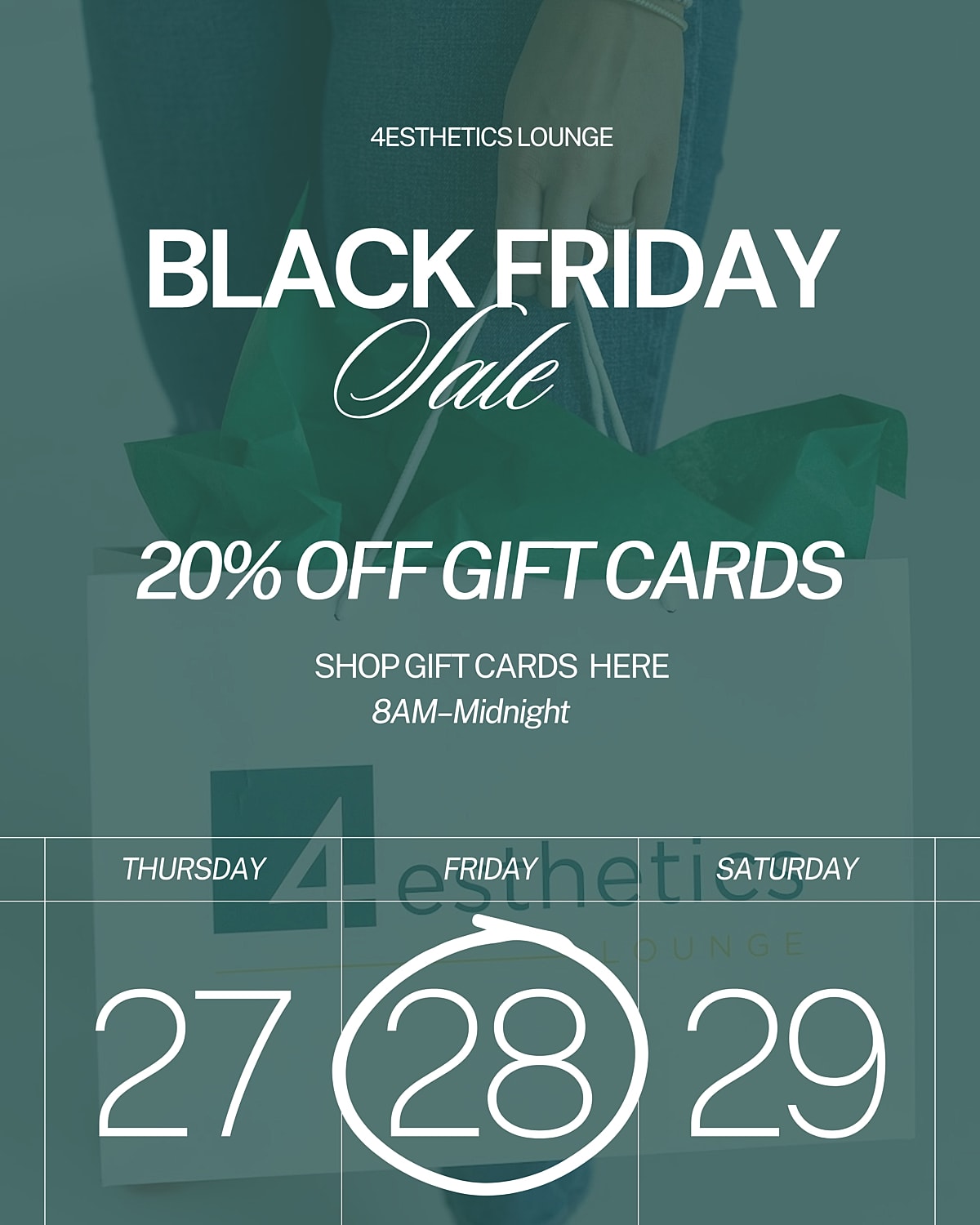 Black Friday 20% off gift cards promotion announcement