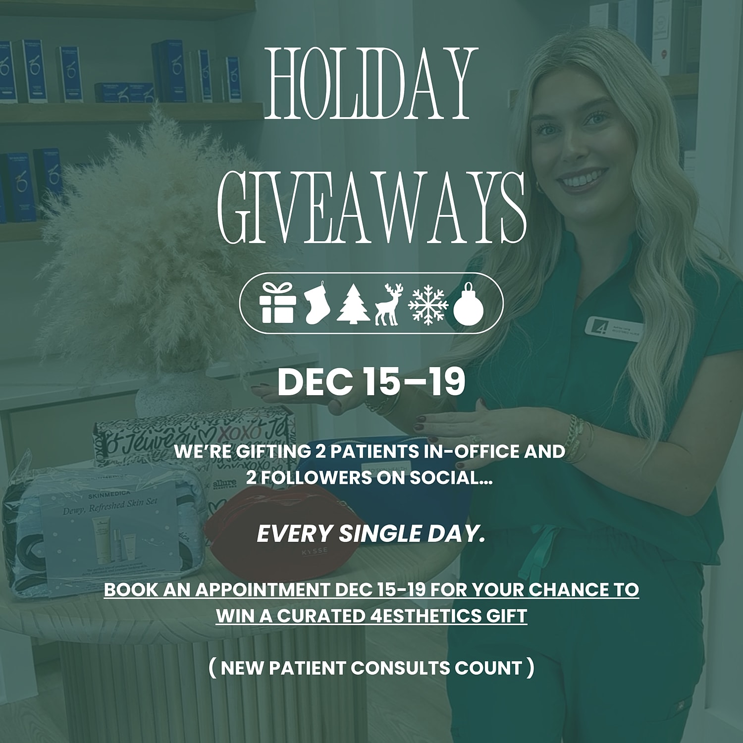Holiday giveaway announcement with festive decor