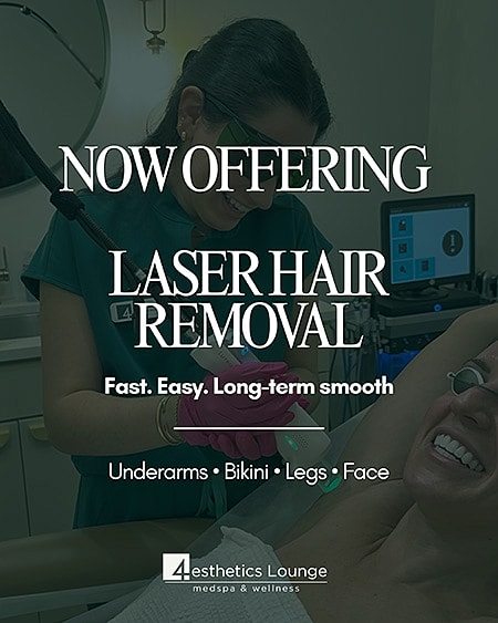 Laser hair removal promotion at aesthetic lounge.